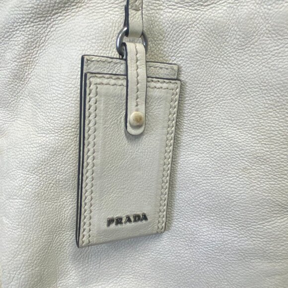 Prada Cream Glace Calf Leather Etiquette Tote Bag - Picture 8 of 16